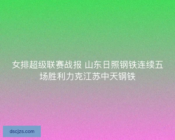 女排超级联赛战报 山东日照钢铁连续五场胜利力克江苏中天钢铁